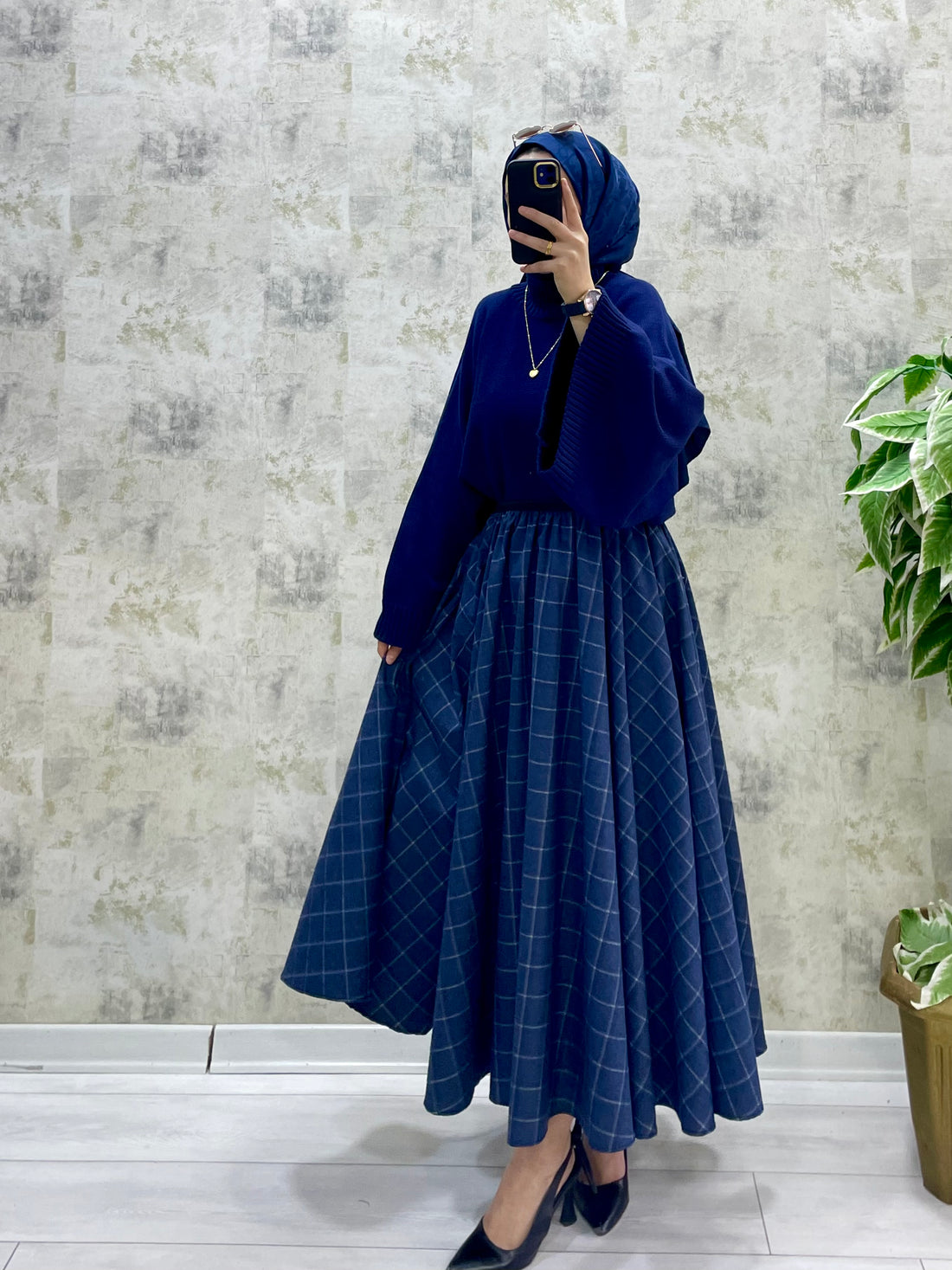 Yeni Sezon Ekose Etek Kombin