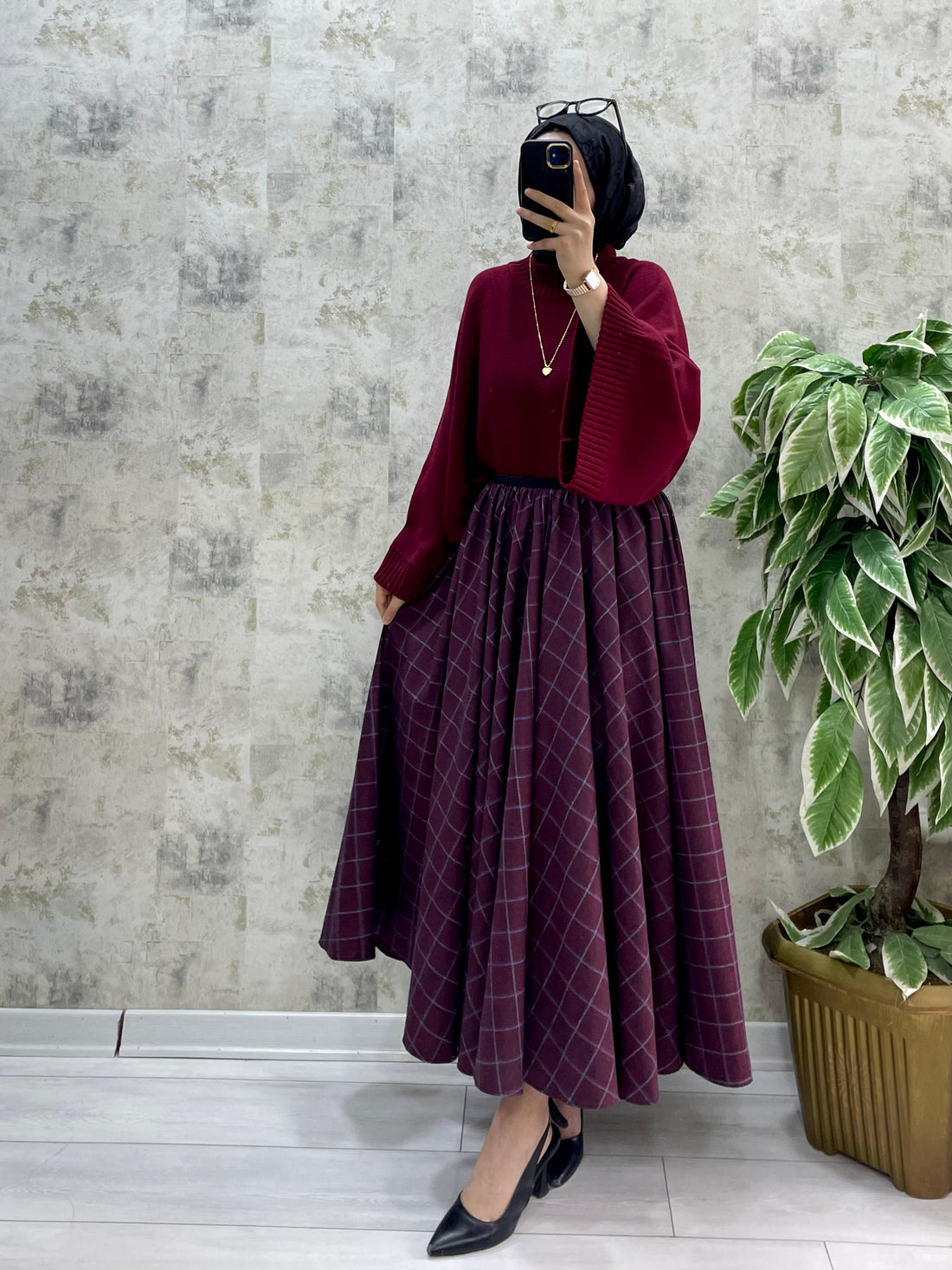 Yeni Sezon Ekose Etekli Kombin